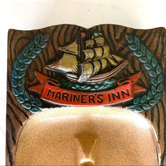 Vintage Mariner's Inn Nautical Ashtray Oversized Sailing Ship 5.5" x 9" - Picture 2 of 10